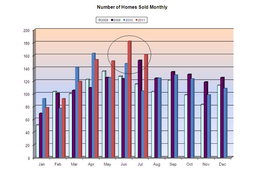 Palm Coast, Florida monthly homes sold - bar graph